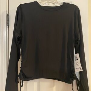 Black Long Sleeve Women's Ruched Top
